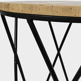 Wooden Top Side Table with MS Base