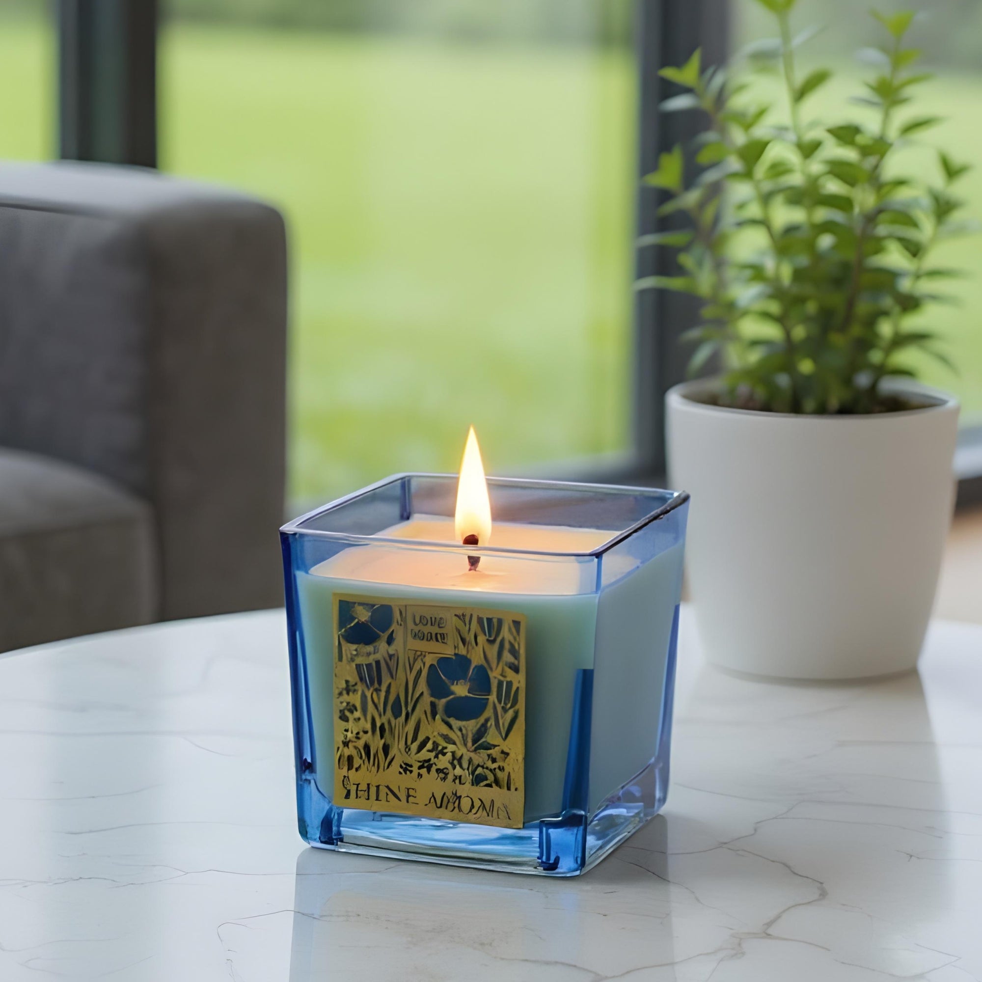 Aarom Block Jar Candle Blue
