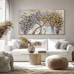 Abstract Gold Fortune Tree Canvas Art.