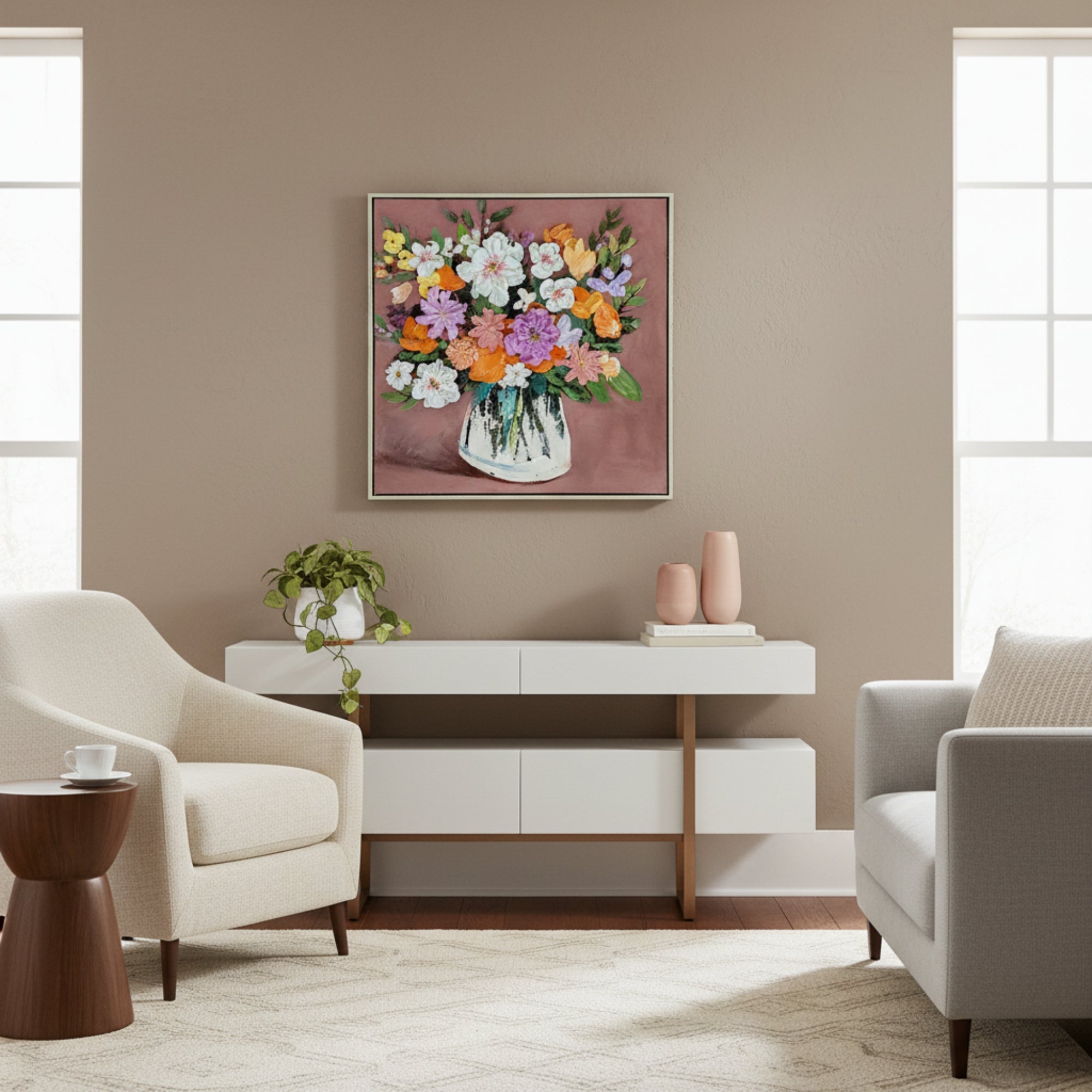 Acrylic Floral Wall Art with POP 3D Flowers