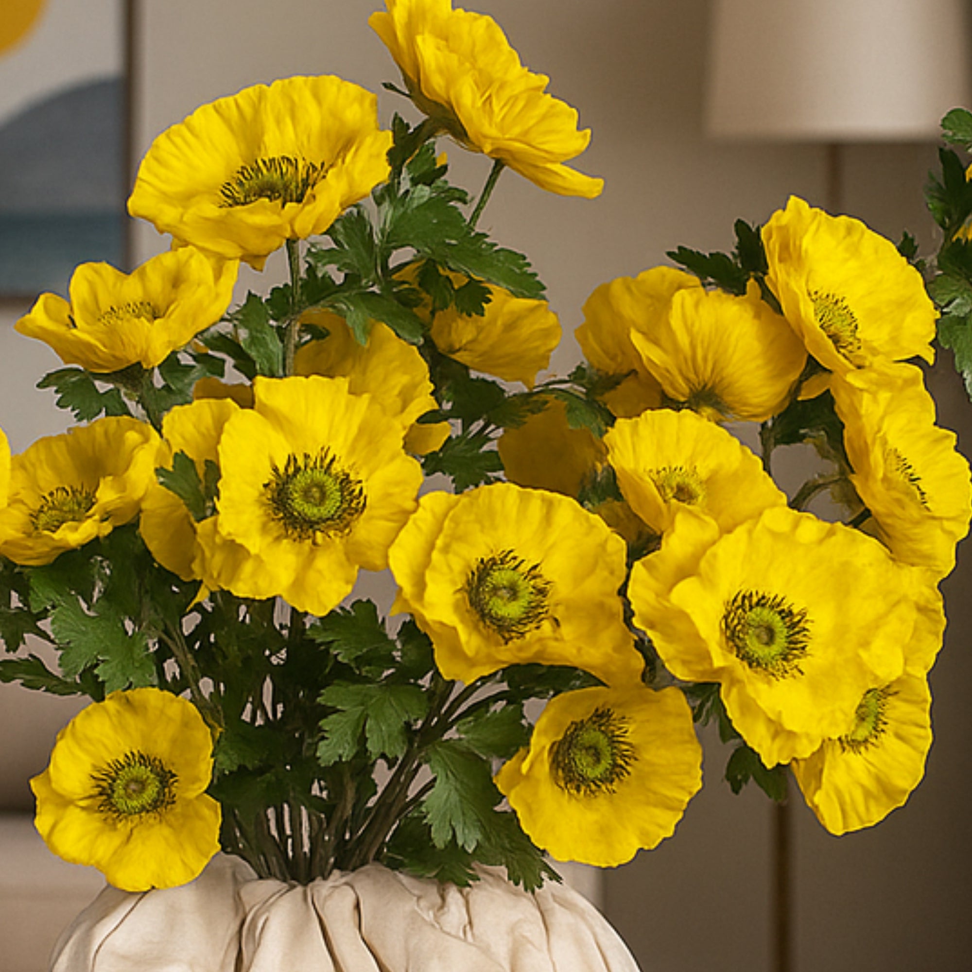 Artificial Yellow Poppy Flowers