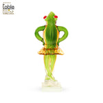 Ballerina Pose Green and Brown Glass Frog 