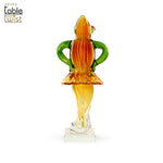 Ballerina Pose Green and Brown Glass Frog on a Clear Base Figurine