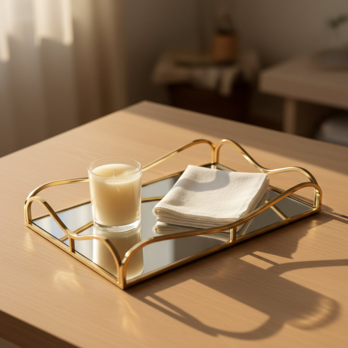 Big Gold Mirror Vanity Tray