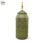 Big Green Ceramic Rani Jar with Lid.