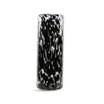 Black-Clear Leopard Pattern Cylinder Glass Vase