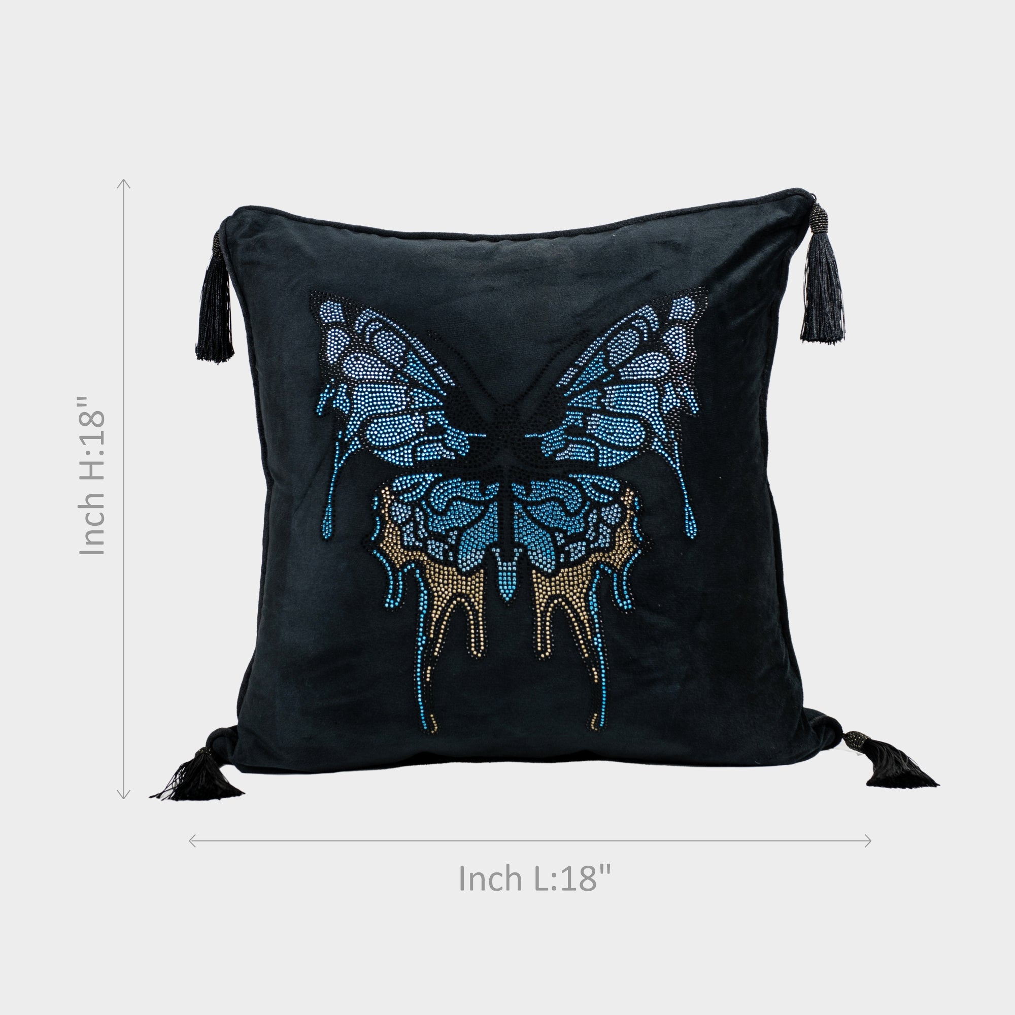 Black Butterfly Design Cushion Cover with 