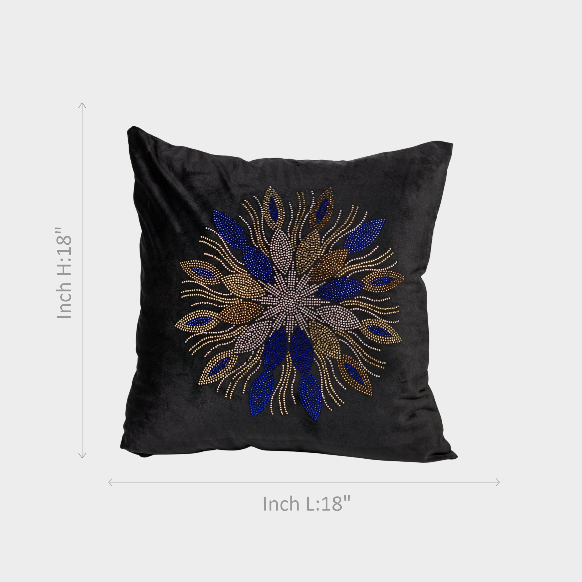 Black Cushion Cover with Elegant Embellished Design.