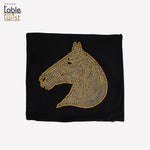 Black Embroidered Velvet Beaded Horse Head Cushion Cover, a masterpiece of equestrian style