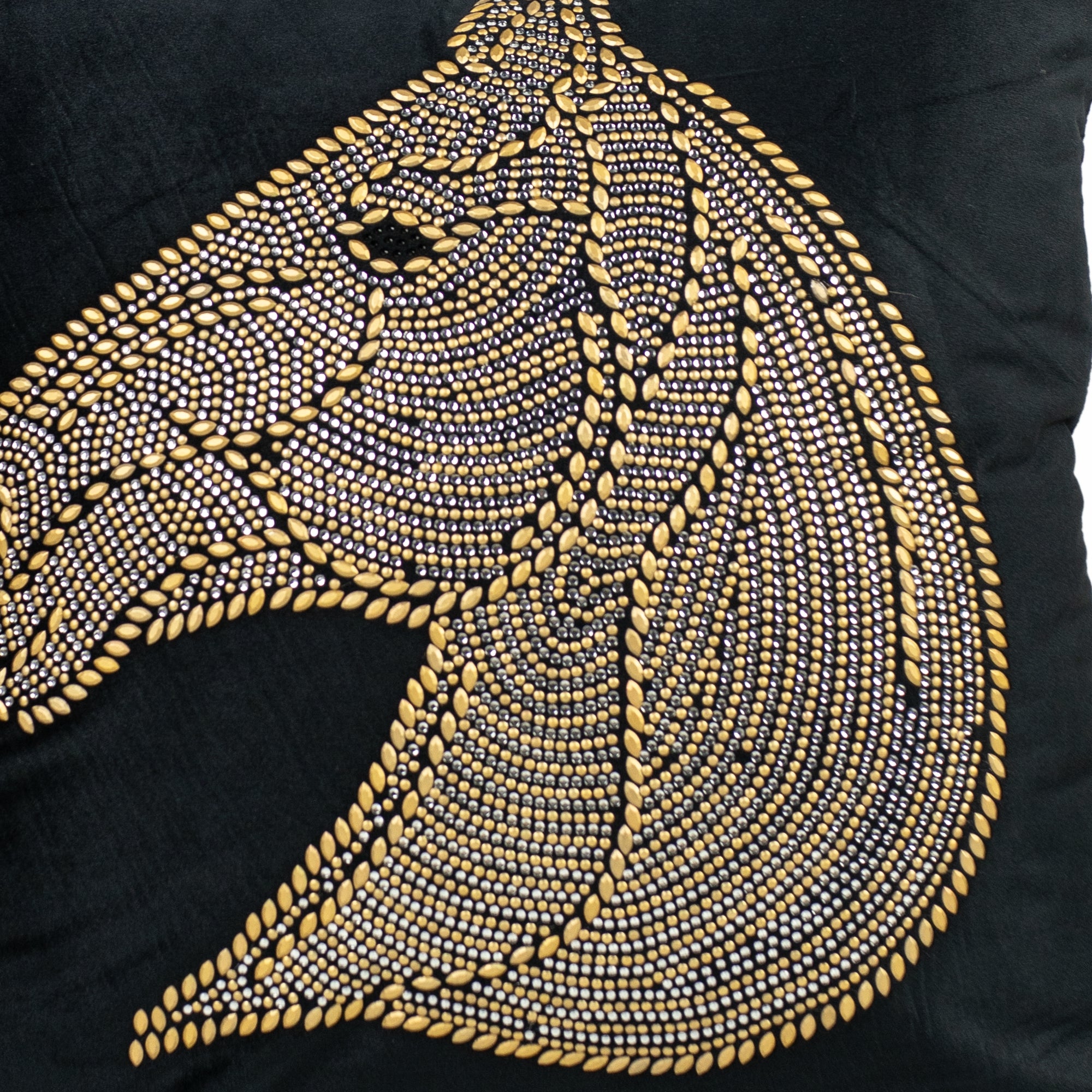  Black Horse Head Embroidered Cushion.