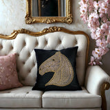  Black Horse Head Embroidered Cushion
