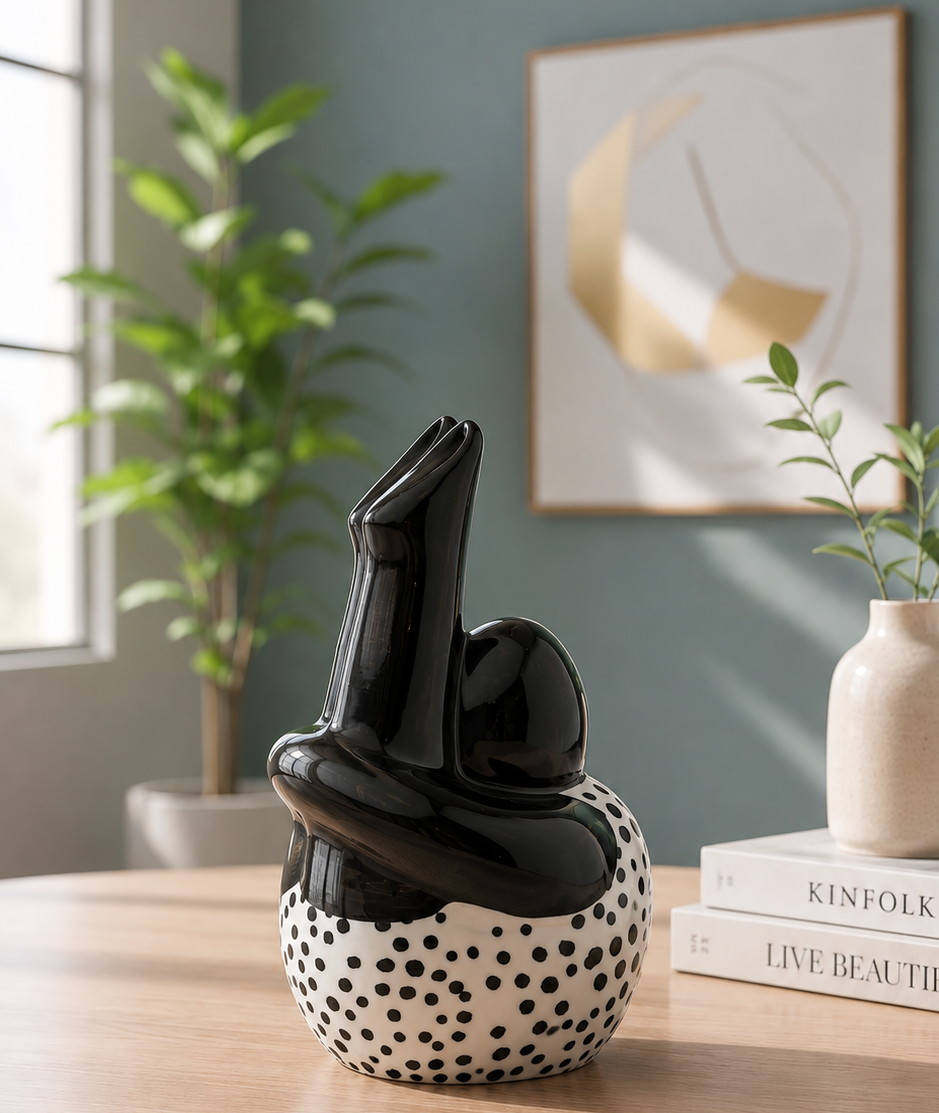 Black & White Abstract Ceramic Sculpture
