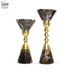 Black and Gold Marble Candle Holder