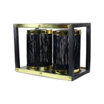  Black and Gold Mild Steel T-Light Candle Lantern (Set of 2).