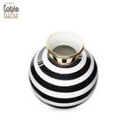 Black and White Ceramic Striped Vase