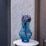 Blue Bubble Glass Vase