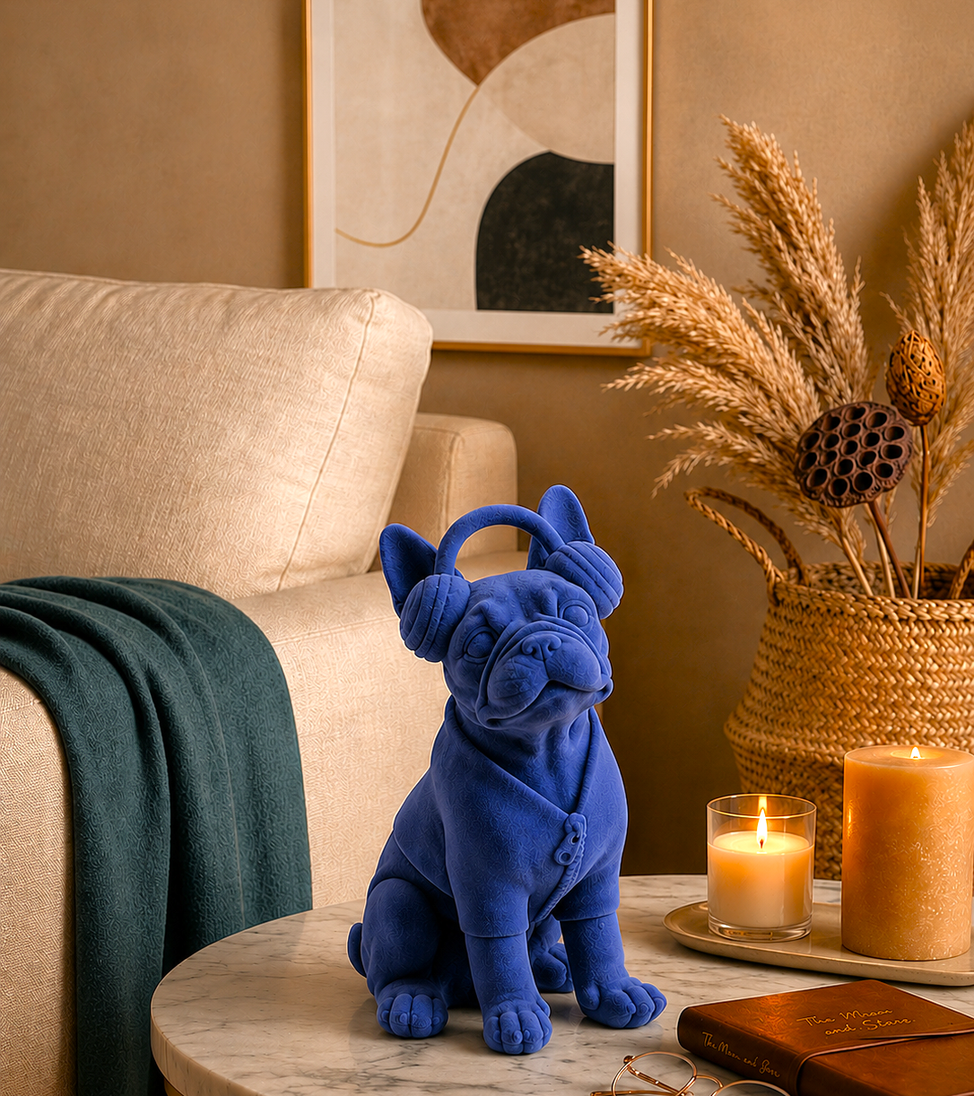 Blue French Bulldog Speaker Figurine