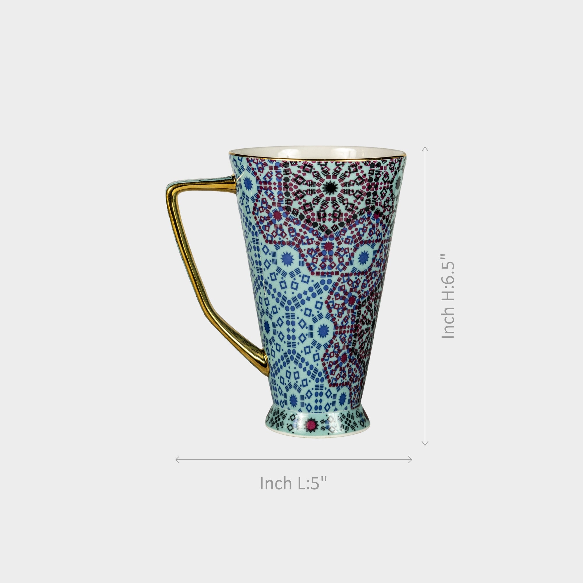 Blue Mosaic Porcelain Mug.
