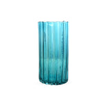 Blue Ribbed Glass Vase