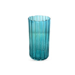 Blue Transparent Ribbed Glass Vase