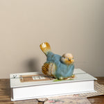 Blue Yellow Vibrant Ceramic Bird Figurine.