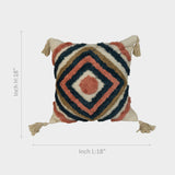 Boho Cushion Cover with Geometric Design & Tassels.