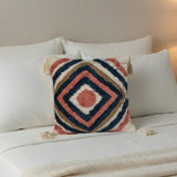 Boho Cushion Cover with Geometric Design & Tassels