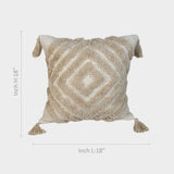 Boho White Cushion Cover with Geometric Design & Tassels