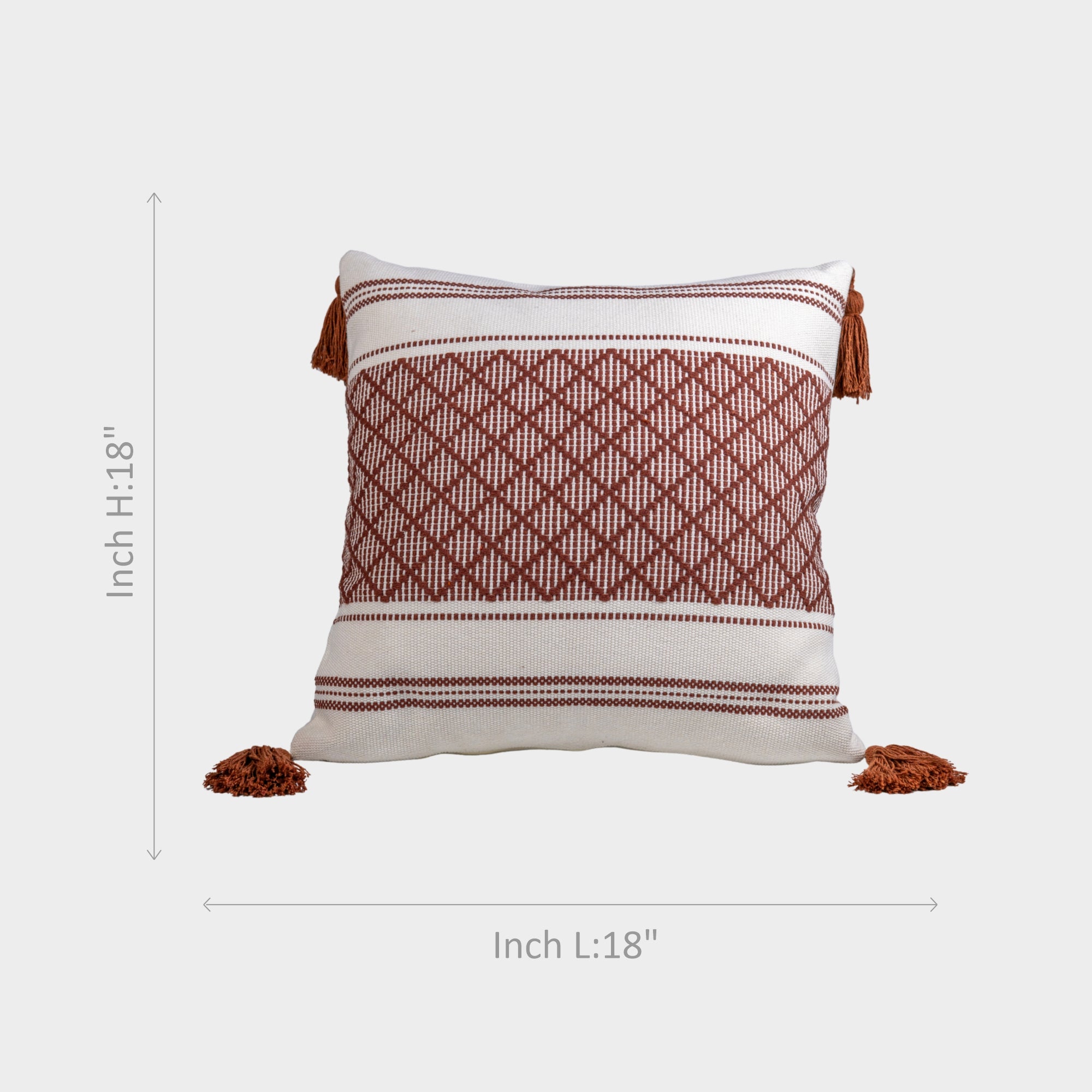 Boho Woven Geometric Cushion Cover with Tassels.
