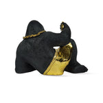 Bold Black Gorilla Statue with Gold Accents.