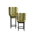 Brass Gold Hammered Planter Set of 2