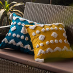 Bright Tassel Cushion Covers – Teal Mustard.