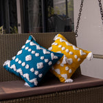 Bright Tassel Cushion Covers – Teal Mustard