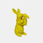 Bright Yellow Rabbit Statue with Floral Detail