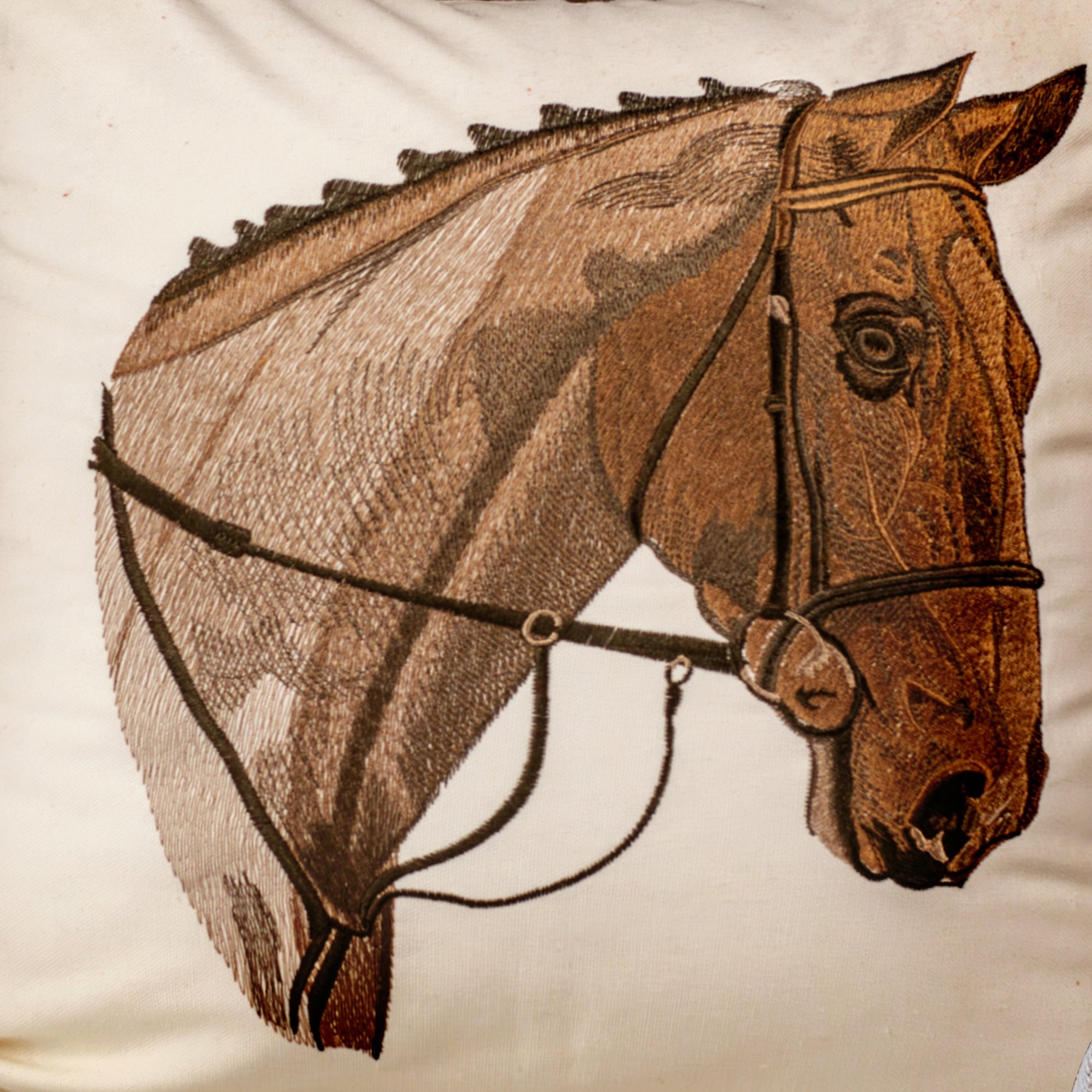 Brown Horse Head Cushion Cover.