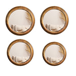 Brown Round Wooden Wall Mirror