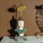 Buddha Head Resin Showpiece with Lotus Umbrella