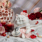 Ceramic Cat Piggy Bank with Guitar Charm