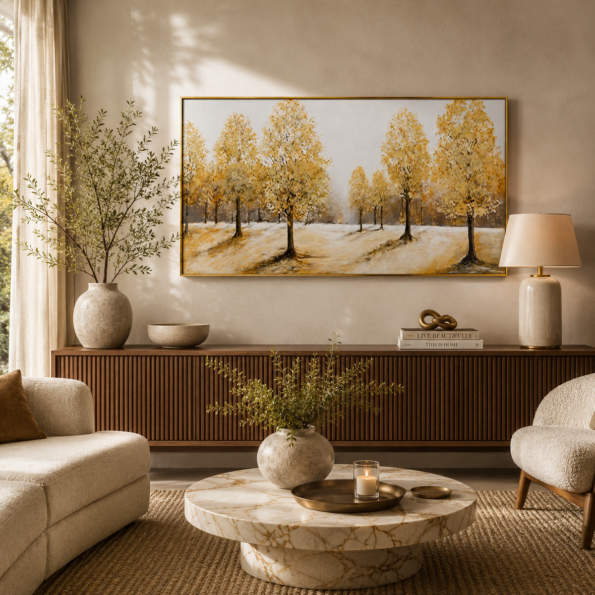 Golden Autumn Trees Canvas Wall Art