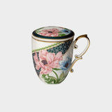 Classic Floral Porcelain Mug with Lid – Premium Finish.