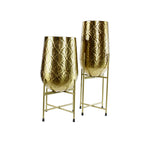 Contemporary Golden Embossed Planter Set of 2