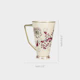 Cream & Pink Floral Porcelain Mug.