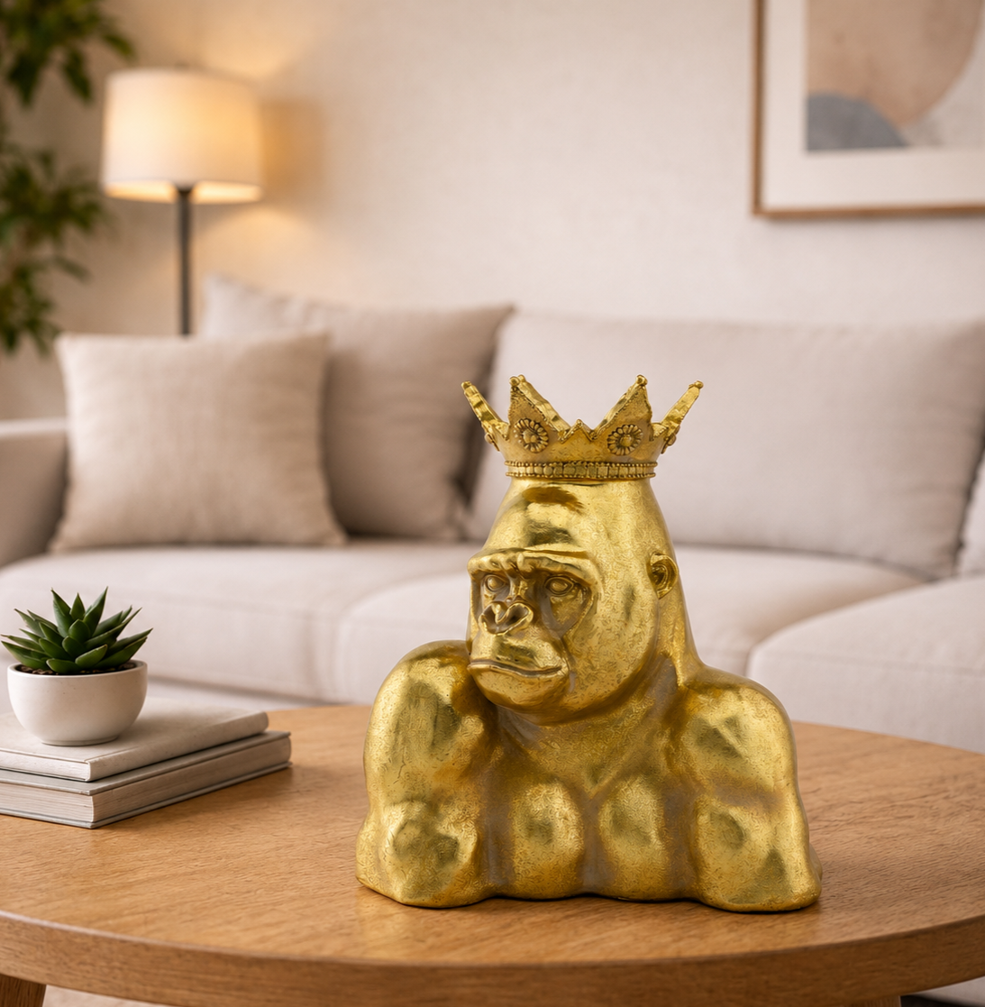 Golden Crown Gorilla Sculpture