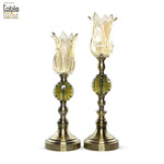 Crystal lotus flower-shaped pillar candle holder