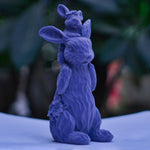 Cute Velvet-Finish Purple Rabbit Statue