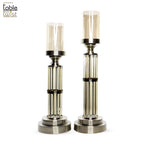 Cylindrical Glass and Crystal Candle Holder