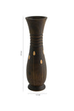 Wooden Vase with Gold Accent