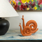 Decorative Orange Resin Snail Sculptures 