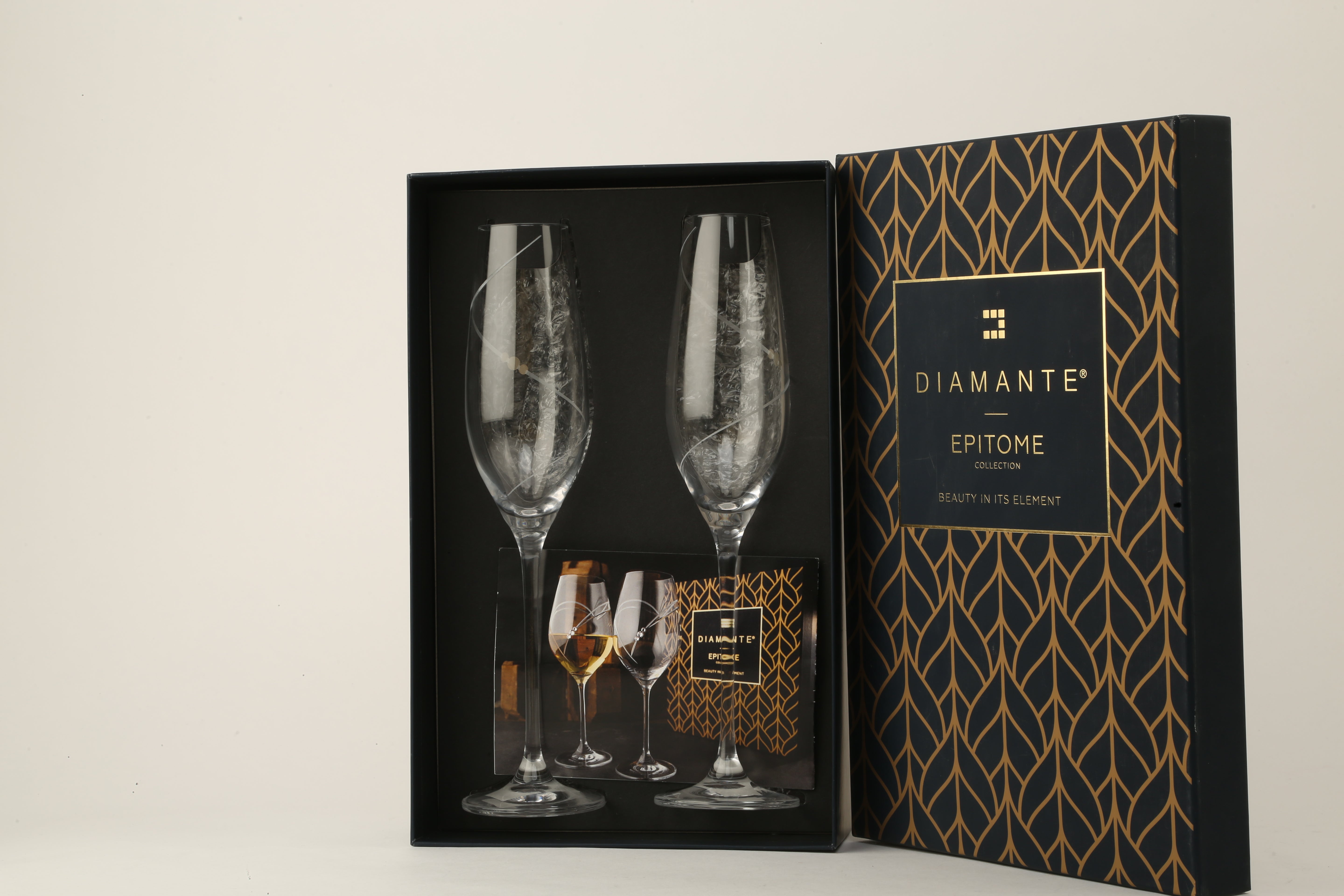 Diamante | Silhouette - Champagne Flutes with Swarovski® Crystals | 210 ml | Set of 2.