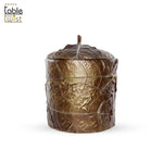 Dried Leaf Print Resin Cylindrical Pot with Lid